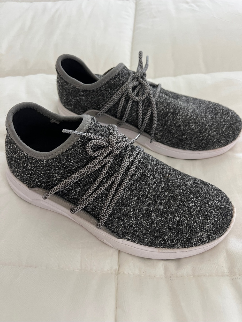 Vessi S7  Knit Lace-Up Sneakers in Heather Gray